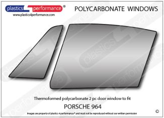 PORSCHE 964 Thermoformed polycarbonate 2pc door window