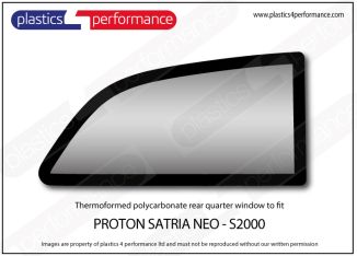 PROTON - Satria Neo Super 2000 - Lexan polycarbonate right hand rear quarter window