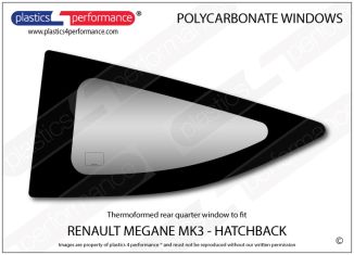 RENAULT - Megane MK3 - Lexan Polycarbonate left hand rear quarter window