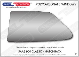 SAAB - 900 Classic - 3dr Hatch - Lexan Polycarbonate left rear quarter window