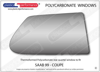SAAB - 99 Coupe - Lexan Polycarbonate right rear quarter window