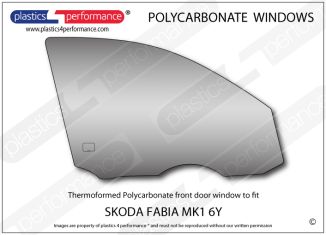 SKODA Fabia MK1 6Y - Lexan Polycarbonate right front door window