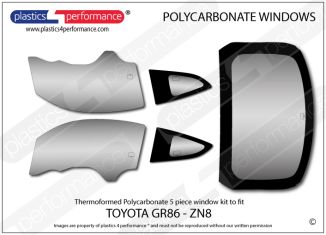  TOYOTA - GR86 (ZN8)- Lexan Polycarbonate window kit - 5 piece kit