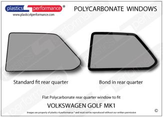 VOLKSWAGEN - Golf Mk1 - Lexan Polycarbonate left rear quarter windows