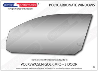 VOLKSWAGEN - Golf Mk5 - Lexan Polycarbonate left front door window
