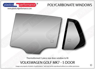 VOLKSWAGEN - Golf Mk7 - 5 Door - Lexan Polycarbonate left rear door window